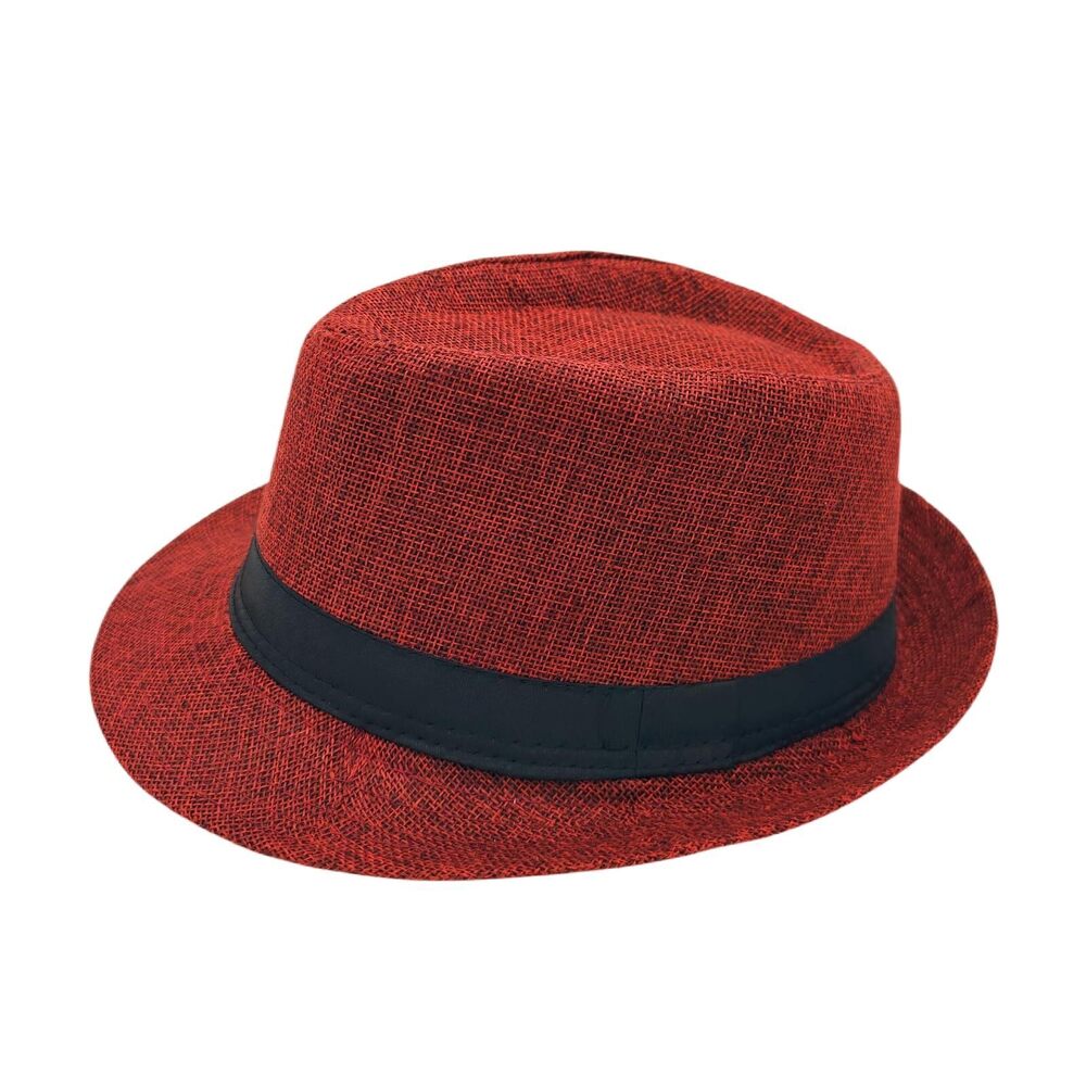 3704 Unisex Classic 1920s Fedora Hat Short Brim Panama Trilby Hat Summer
